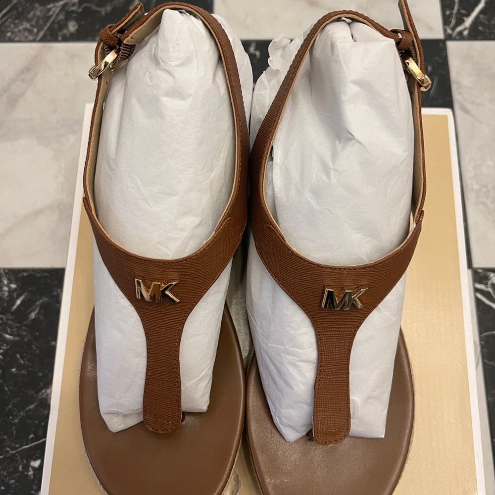 Michael Kors Tan Sandals with Gold Accents